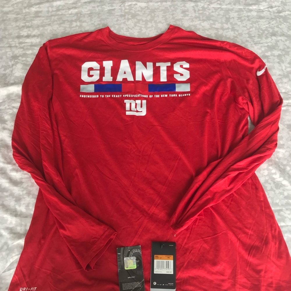 nike nfl long sleeve performance pullover shirt New York Giants